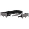 vidaXL Muebles de jard&iacute;n 10 pzas y cojines rat&aacute;n sint&eacute;tico gris oscuro