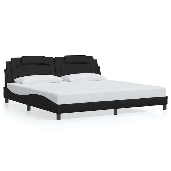 vidaXL Estructura de cama Viana sin colch&oacute;n cuero sint&eacute;tico negro 200x200 cm