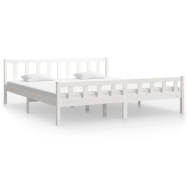 vidaXL Estructura de cama sin colch&oacute;n madera maciza blanco 160x200 cm