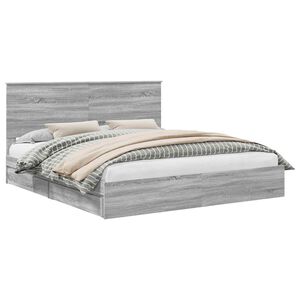 vidaXL Cama con almacenamiento con cabecera Gris Sonoma 200 x 200 cm