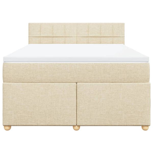 vidaXL Cama box spring con colch&oacute;n tela color crema 140x200 cm