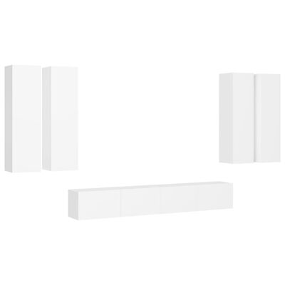 vidaXL Set de muebles de salón TV 6 piezas madera de ingeniería blanco