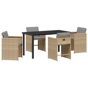 vidaXL Conjunto de Comedor de Jard&iacute;n 5 pcs Beige rat&aacute;n sint&eacute;tico
