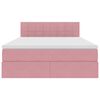 vidaXL Cama con almacenamiento y LED Rosa 140 x 190 cm Terciopelo