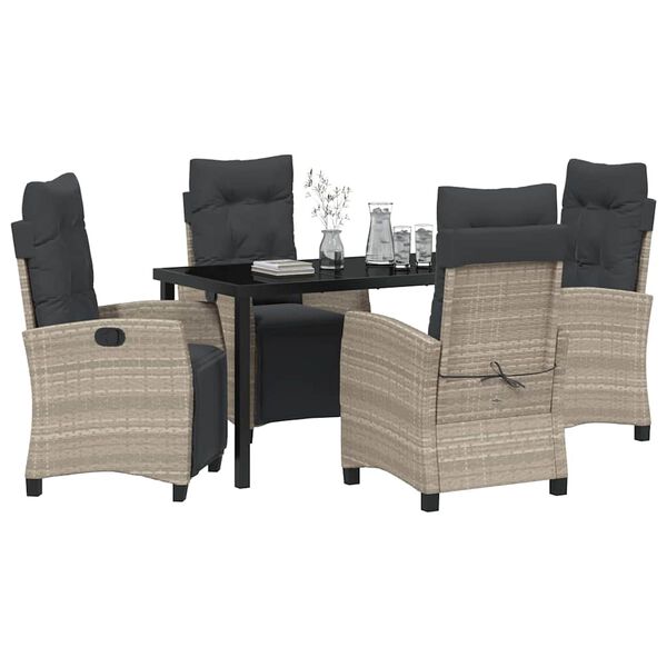 vidaXL Conjunto de Comedor de Jardín 5 pcs Gris Claro ratán sintético
