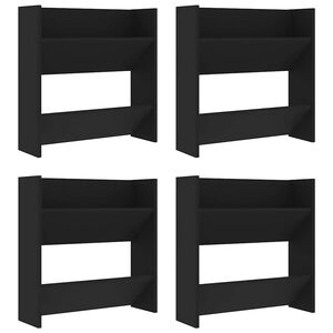 vidaXL Zapateros de pared 4 uds madera contrachapada negro 60x18x60 cm
