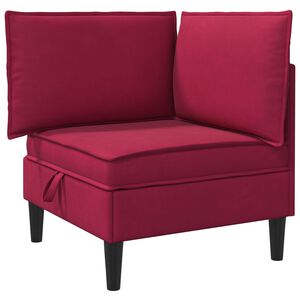 vidaXL Sof&aacute; Esquinero con Almacenamiento Rojo vino Terciopelo