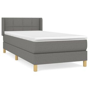 vidaXL Cama box spring con colch&oacute;n tela gris oscuro 80x200 cm