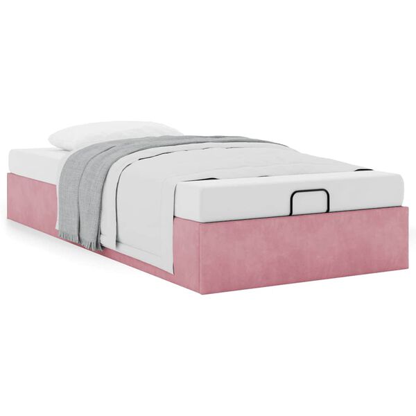 vidaXL Estructura de cama otomana sin colchón terciopelo rosa 90x190cm