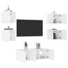 vidaXL Muebles de TV de pared con LED 6 pzas madera ingeniería blanco