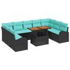 vidaXL Conjunto de sof&aacute; de jard&iacute;n 10 uds. Negro Polirat&aacute;n