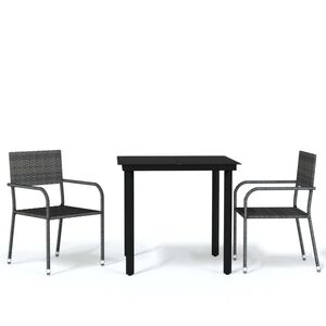 vidaXL Juego de comedor para jard&iacute;n 3 piezas gris