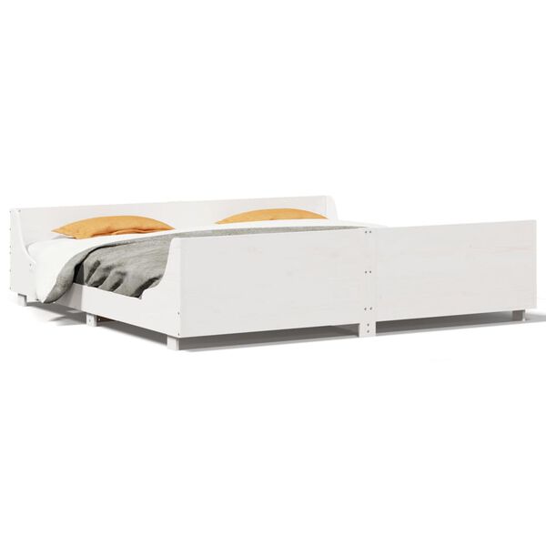 vidaXL Cama sin colch&oacute;n madera maciza de pino blanca 180x200 cm