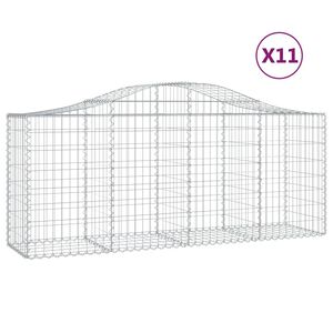 vidaXL Cestas de gaviones 11 uds forma de arco hierro 200x50x80/100 cm