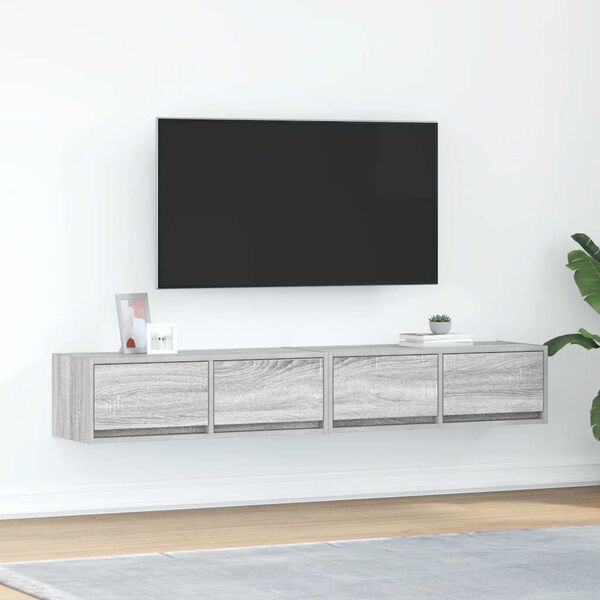 vidaXL Muebles de TV 2 uds madera ingeniería gris Sonoma 80x31x25,5 cm