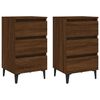 vidaXL Mesita de noche 2 uds patas de metal marr&oacute;n roble 40x35x69 cm