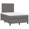 vidaXL Cama box spring con colch&oacute;n LED cuero sint&eacute;tico gris 120x190 cm
