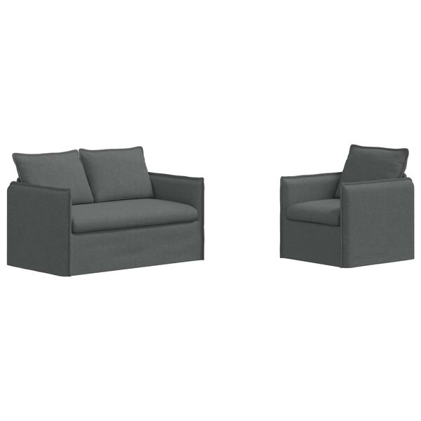 vidaXL Juego de Sof&aacute; 2 pcs Gris oscuro 136 x 82 x 85 cm Tela