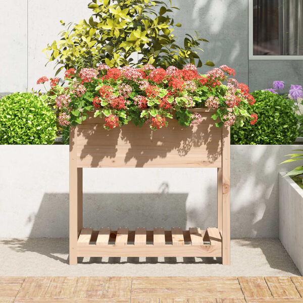 vidaXL Jardinera con estante de madera maciza de pino 82,5x54x81 cm