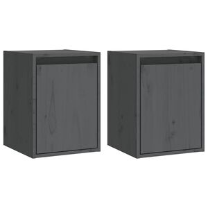 vidaXL Armario de pared 2 uds madera maciza de pino gris 30x30x40 cm