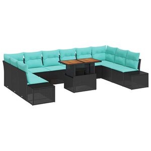 vidaXL Conjunto de Comedor de Jard&iacute;n 11 uds. 10 plaza Negro