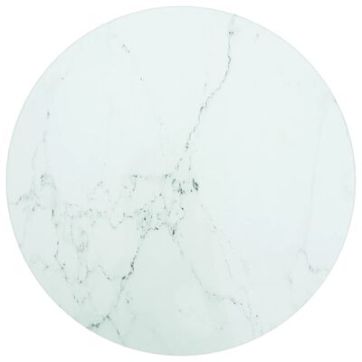 vidaXL Tablero de mesa diseño mármol vidrio templado blanco Ø30x0,8 cm
