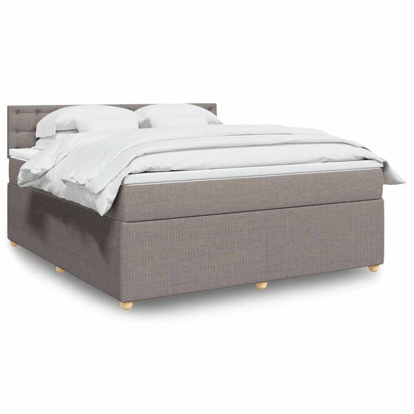 vidaXL Cama box spring con colch&oacute;n tela gris taupe 180x200 cm