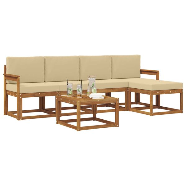 vidaXL Conjunto de sof&aacute;s de exterior con coj&iacute;n 6 pcs Natural y Beige