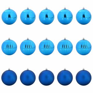 vidaXL Juego de Esferas Navide&ntilde;as XL 15 pcs Azul Pl&aacute;stico