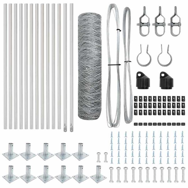 vidaXL Poste de Valla Plateado 25 x 0,6 m (malla de 36 mm) Acero