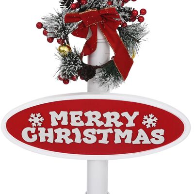 vidaXL Farola de Navidad con Papá Noel PVC blanco y rojo 81x40x188 cm