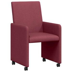 vidaXL Sillas de Comedor con Ruedas 2 pcs Rojo vino tinto tela