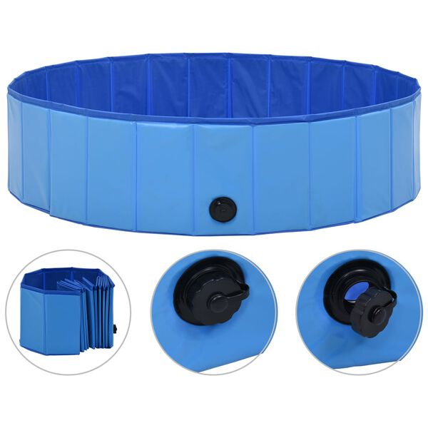 vidaXL Piscina para perros plegable PVC azul 120x30 cm