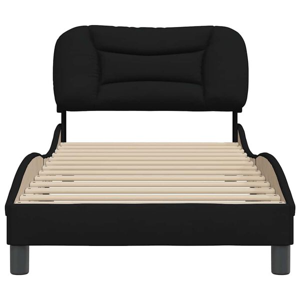 vidaXL Estructura de cama sin colch&oacute;n Hvar tela negro 90x200 cm