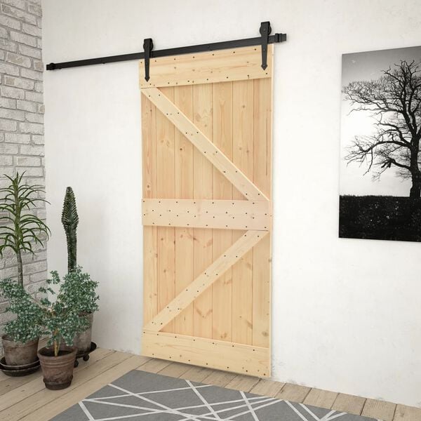 vidaXL Puerta de madera maciza de pino 90x210 cm