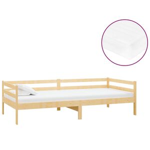 vidaXL Sofá cama con colchón madera de pino maciza 90x200 cm