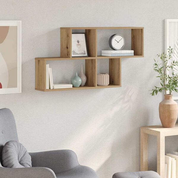 vidaXL Estante de pared madera ingeniería roble artisian 100x18x53 cm