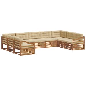 vidaXL Conjunto de sof&aacute;s de exterior con coj&iacute;n 9 pcs Natural y Beige