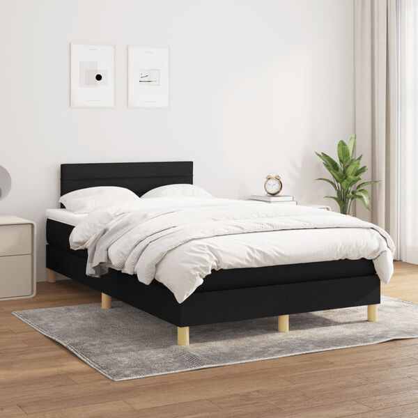 vidaXL Cama box spring con colch&oacute;n tela negro 120x190 cm