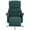 vidaXL Sill&oacute;n reclinable de masaje con reposapi&eacute;s tela verde oscuro