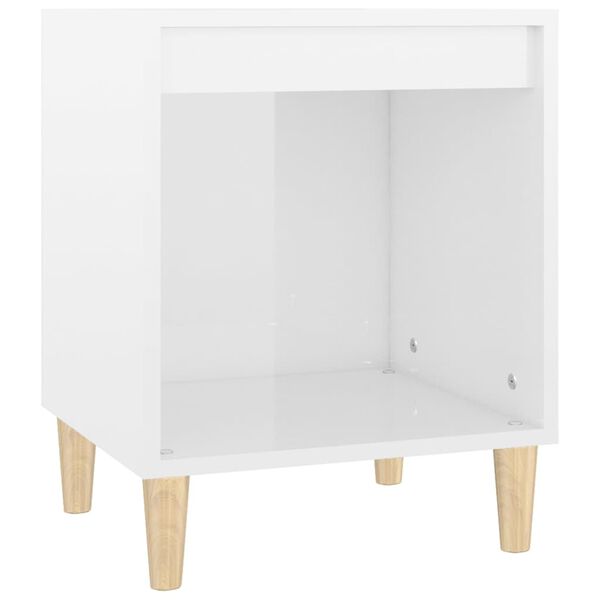 vidaXL Mesita de noche madera contrachapada blanco brillo 40x35x50 cm