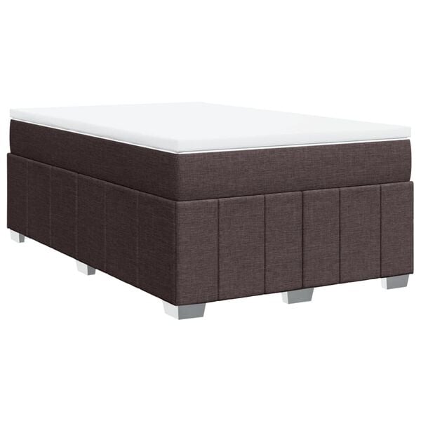 vidaXL Cama box spring con colch&oacute;n tela marr&oacute;n oscuro 120x190 cm