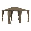 vidaXL Marquesina de jard&iacute;n con cortinas gris taupe 4x3 m 180 g/m&sup2;