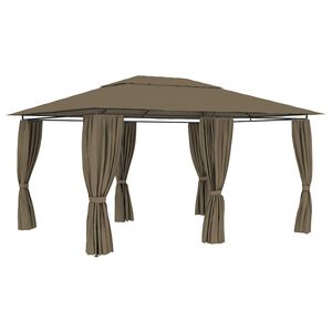 vidaXL Marquesina de jard&iacute;n con cortinas gris taupe 4x3 m 180 g/m&sup2;
