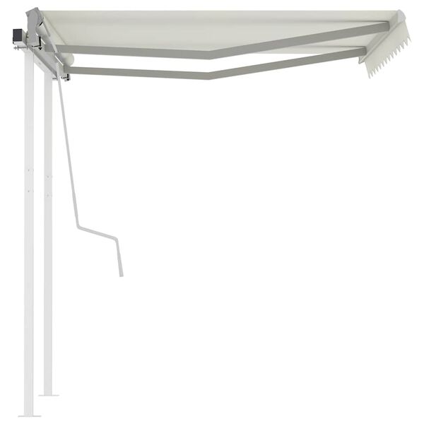 vidaXL Toldo manual retr&aacute;ctil con postes color crema 3x2,5 m