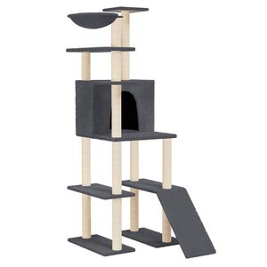 vidaXL Rascador para gatos con postes de sisal gris oscuro 166 cm