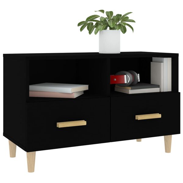 vidaXL Mueble para TV madera contrachapada negro 80x36x50 cm