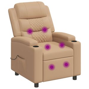 vidaXL Sill&oacute;n de masaje reclinable Capuchino 75 x 93 x 98 cm Tela
