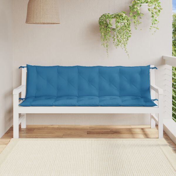 vidaXL Cojines para banco jardín 2 uds tela azul melange 180x50x7 cm
