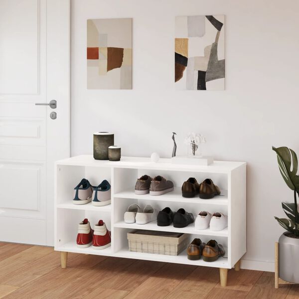 vidaXL Mueble zapatero madera contrachapada blanco 102x36x60 cm